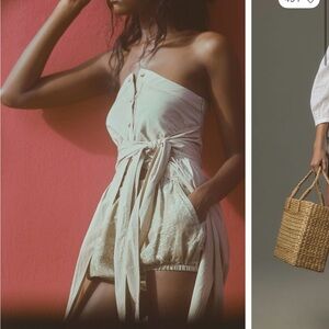 Anthropologie | Tan Linen Jacquard Bloomer Shorts | NWOT & Size Medium